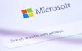 Microsoft Edge homepage, logo on the screen smartphone