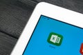 Microsoft Exel application icon on Apple iPad Pro screen close-up. Microsoft office Exel app icon. Microsoft office on mobile phon