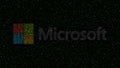 Microsoft logo made of hexadecimal symbols on computer screen. Editorial 3D rendering