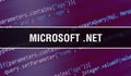 Microsoft .NET with Binary code digital technology background. Abstract background with program code and Microsoft .NET.