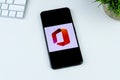 Microsoft Office app logo on a smartphone screen. Royalty Free Stock Photo
