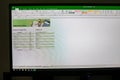 MIcrosoft office excel  application, home menu on device screen pixelated close up view. Bucharest, Romania, 2020 Royalty Free Stock Photo