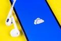 Microsoft OneDrive application icon on Apple iPhone X screen close-up. Microsoft onedrive app icon. Microsoft office OneDrive appl Royalty Free Stock Photo