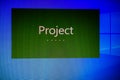 Microsoft project application, home menu on device screen pixelated close up view. Bucharest, Romania, 2020 Royalty Free Stock Photo