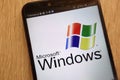 Microsoft Windows logo displayed on a modern smartphone