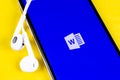 Microsoft Word application icon on Apple iPhone X screen close-up. Microsoft office word icon. Microsoft office on mobile phone. S