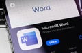 Microsoft Word mobile app on the screen