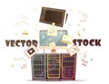 Microstock Vector Concept Retro Cartoon Illustration Royalty Free Stock Photo