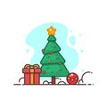 christmas tree with gifts for kids from santa. Royalty Free Stock Photo