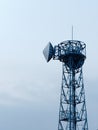 Microwave antenna tower for radio communications Royalty Free Stock Photo