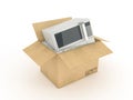 Microwave in cardboard box Royalty Free Stock Photo
