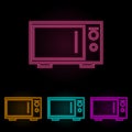 Microwave color neon set. Simple thin line, outline vector of web icons for ui and ux, website or mobile application Royalty Free Stock Photo