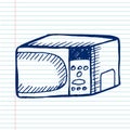 Microwave on copybook.