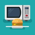Microwave hot burger flat vector gaphic. Fast food option. Royalty Free Stock Photo