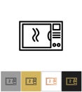 Microwave icon, household food meal cooking symbols, home kitchenware appliances Royalty Free Stock Photo