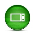 Microwave kitchen icon on classy splash green round button illustration