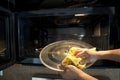 Microwave oven cleaning Royalty Free Stock Photo