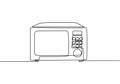 Microwave oven in continuous line drawing. Modern kitchen appliance concept Royalty Free Stock Photo