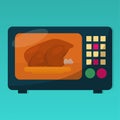 Microwave oven cooking chicken isolated vector illustration object