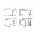 Microwave oven icons, open and closed, isolated on white background Royalty Free Stock Photo