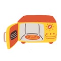 Microwave oven with open door. Electric machine. Kitchen appliance, equipment.