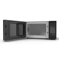 Microwave oven with opened door on white, modern design. 3D illustration Royalty Free Stock Photo