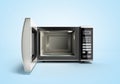 Microwave stove open on blue 3d illustration