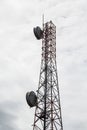 Microwave Tower in Clouds Royalty Free Stock Photo