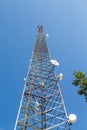 Microwave Tower Rising Into Blue Royalty Free Stock Photo