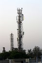 Communication tower with microwave parabolic antenna : (pix Sanjiv Shukla) Royalty Free Stock Photo