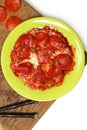 Microwaved Frozen Pizza on Table Royalty Free Stock Photo