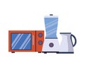 Microwaves oven with blender and kettle kitchen appliance Royalty Free Stock Photo