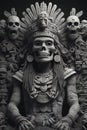 Mictlantecuhtli, the ancient aztec god of the underworld, above a pile of corpses, fantasy, intricate, elegant, highly detailed