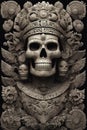 Mictlantecuhtli, the ancient aztec god of the underworld, above a pile of corpses, fantasy, intricate, elegant, highly detailed