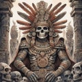 Mictlantecuhtli, the ancient aztec god of the underworld, above a pile of corpses, fantasy, intricate, elegant, highly detailed Royalty Free Stock Photo