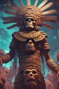 Mictlantecuhtli, the ancient aztec god of the underworld, above a pile of corpses, fantasy, intricate, elegant, highly detailed