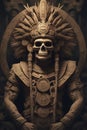 Mictlantecuhtli, the ancient aztec god of the underworld, above a pile of corpses, fantasy, intricate, elegant, highly detailed