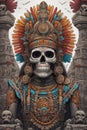 Mictlantecuhtli, the ancient aztec god of the underworld, above a pile of corpses, fantasy, intricate, elegant, highly detailed