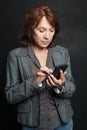 Mid adult business woman cell phone. Royalty Free Stock Photo