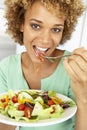 Mid Adult Woman Eating A Salad Royalty Free Stock Photo