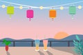 Mid Autumn Festival Chinese and Korean festival. Chuseok, mid autumn Korea festival. Vector banner, background and poster. Lantern Royalty Free Stock Photo