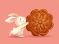 Mid Autumn Festival. Cute rabbit carrying a mooncake
