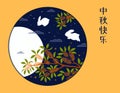 Mid Autumn Festival full moon, osmanthus, rabbits