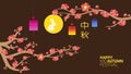 Mid Autumn Festival with Lantern Background. Translation: Mid Autumn