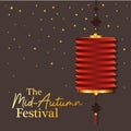 Mid autumn harvest moon festival with red lantern and stars vector design Royalty Free Stock Photo