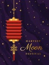 Mid autumn harvest moon festival with red lantern and stars vector design Royalty Free Stock Photo