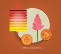 Mid Autumn Lantern Festival background with moon cake and lotus. Happy Mid Autumn Festival.