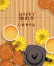 Mid Autumn Lantern Festival vector background with chinese moon cakes