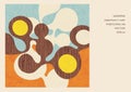 Mid Century Abstract Illustration in retro colors. Organic shapes with patterns and textures.