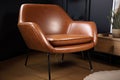 mid-century armchair with plush leather seating and distinctive metal legs